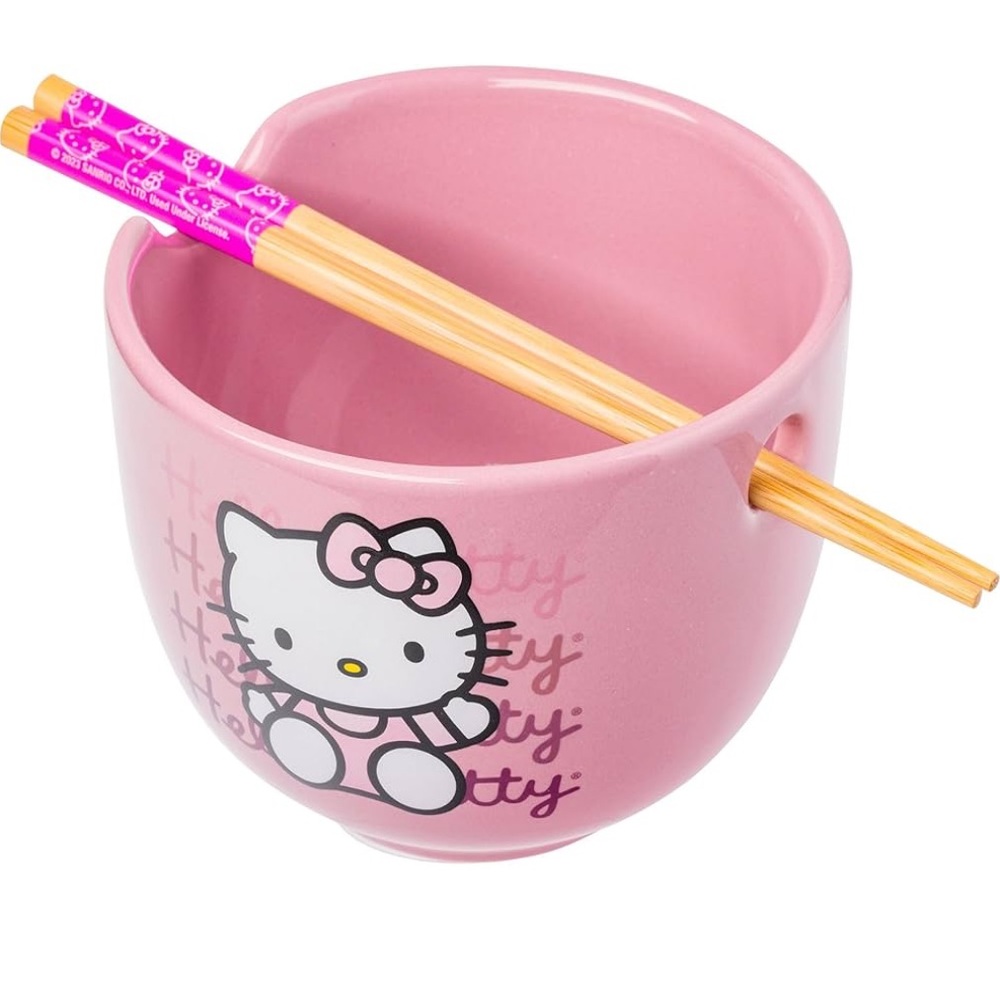 Hello Kitty Pink Bowl with Chopsticks